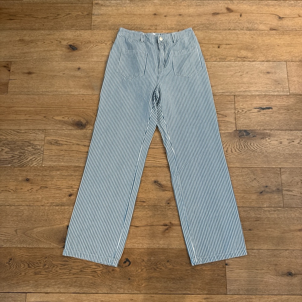 Gilli Blue & White Striped Straight-Leg Jeans